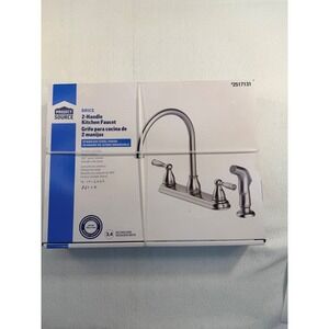 Project Source Brice 2-Handle Kitchen Faucet Stainless Steel 2517131 Side Spray